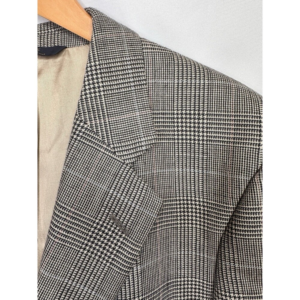Vtg Y2k Brooks Brothers 346  Blazer Plaid Wool Sport Coat Jacket 42 L USA Brown